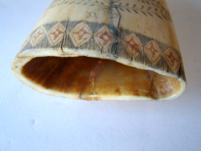 An American scrimshawed Whale's Tooth with polycrome decoration circa 1850 — image 5